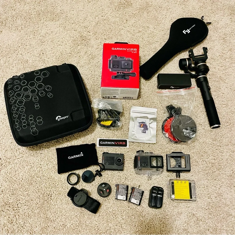 EUC | Garmin VIRB Ultra 30 Action Camera, Gimbal, & Accessories Bundle